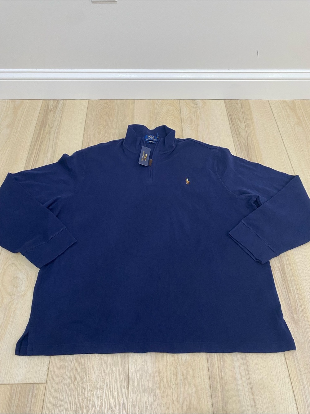 Polo Ralph Lauren Quarter Zip Sweater Pullover Navy Blue Estate Rib XL